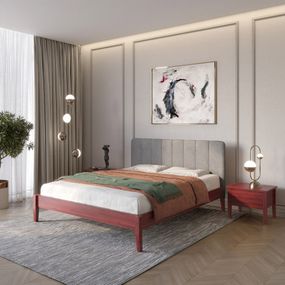 Полуторне дерев&#039;яне ліжко Mebigrand Лондон ДК Махонь/Аляска 93 (Сірий) Б1 120х200 см