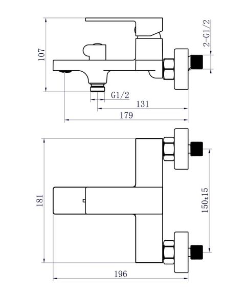 Змішувач для ванни Qtap Gemini QTGEM259CRW45683 Chrome/White | Зображення 1