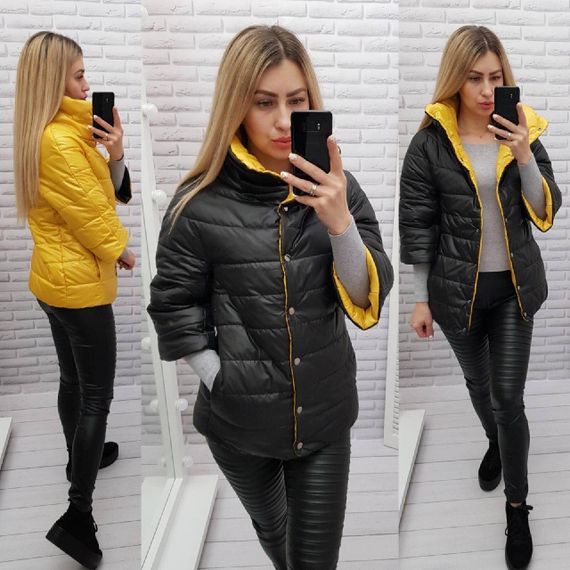 Куртка 415 чорний з жовтим