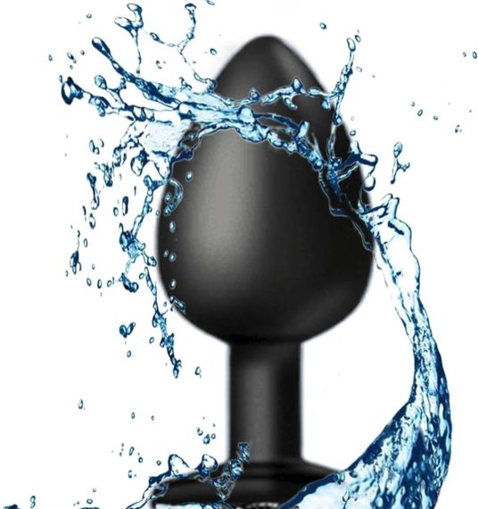 Анальна пробка з кристалом, чорна анальна пробка, анальна пробка зі стразою маленька S | Зображення 2