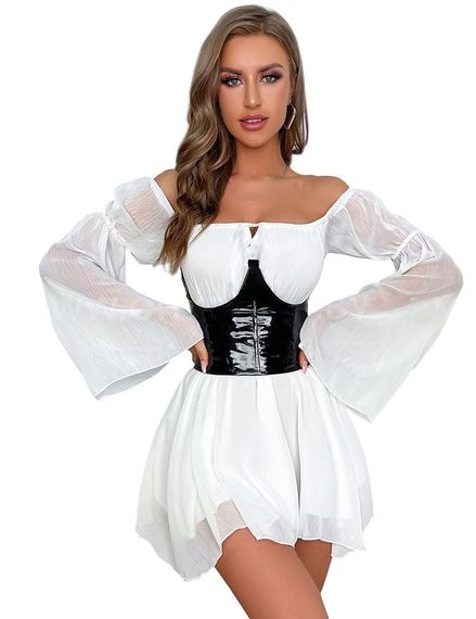 Корсет під груди Star Night зі шнурівкою та трусиками в комплекті, чорний, M (без коробки) sexstyle