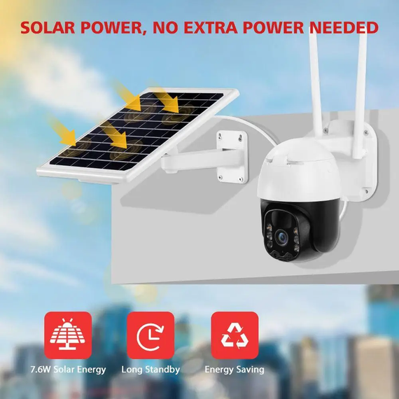 Поворотная погодозащитная солнечная камера безопасности 4G solar cam 1080P | Зображення 5