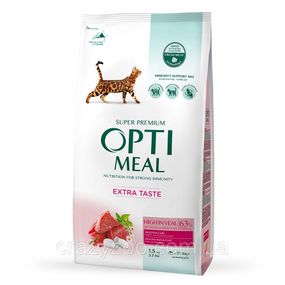 Сухой корм для котов OptiMeal Extra Taste с высоким содержанием телятины 1.5 кг B1800501