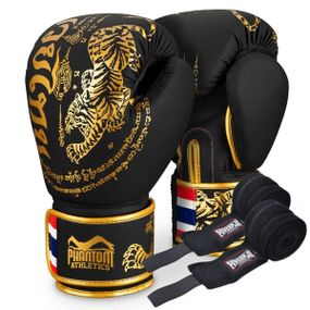 Боксерські рукавиці Phantom Muay Thai Black Gold 16 унцій (Бинти 4м. в подарунок)