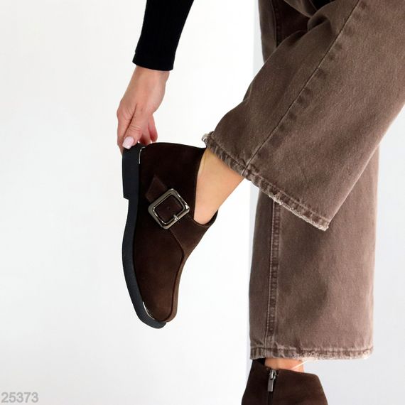 Дизайнерские коричневые туфли натуральная замша квадратный носок | Зображення 7