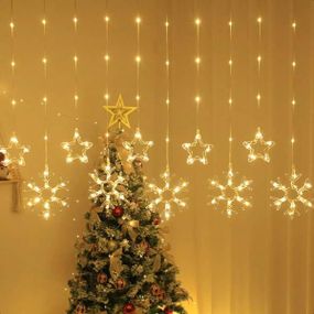 Гірлянда Штора зірочка-сніжинка 3*0,8 м Тепле світло