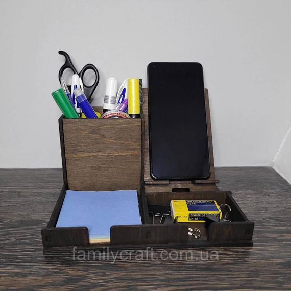 Органайзер офисный настольный для канцелярии с подставкой для телефона | Зображення 2