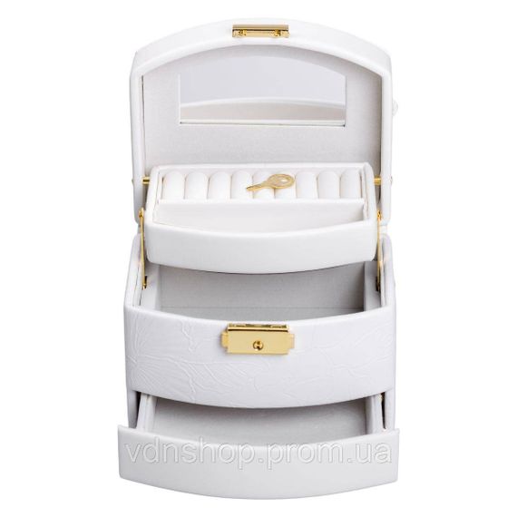 Шкатулка для украшений из эко кожи 3 яруса с замком органайзер для ювелирных изделий HP-5-23W