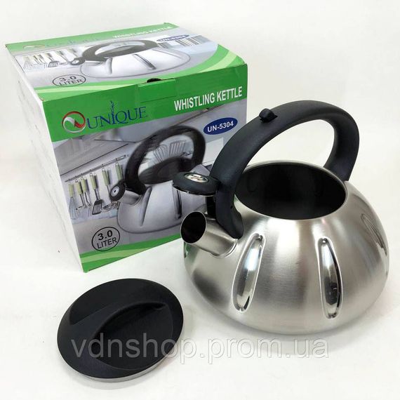 Чайник газовий 3 літри Unique UN-5304 3 л, Якісний чайник для газової плити Якісний металевий AG-85 | Зображення 1