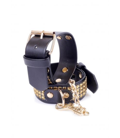 Наручники Fetish Boss Series Наручники со стразами 3 см Золото | Зображення 3