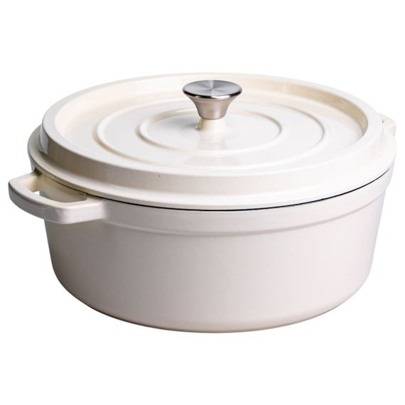 Кокотниця чавунна емальована 7,5 л, бежевий Yiwu HP-FLG-7 WHITE | Зображення 5