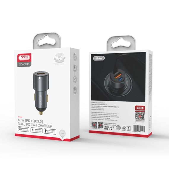 Автомобільне зарядне пристрій швидкої зарядки XPRO CC45 PD30W PD+USB30W Shared 60W Metal (37478-01_319) | Зображення 3