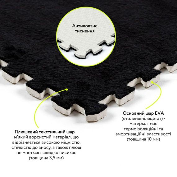 Пол-пазл плюшевый ЧЕРНЫЙ 60*60*1cm (D) SW-00002079 | Зображення 3