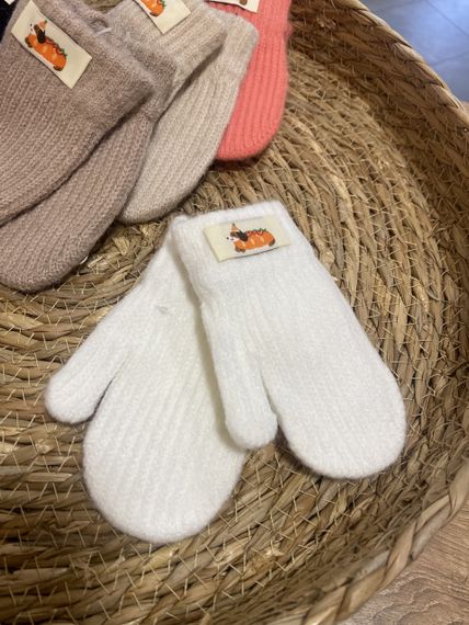 Рукавиці дитячі з начосом 1-3 роки молочні | Зображення 1