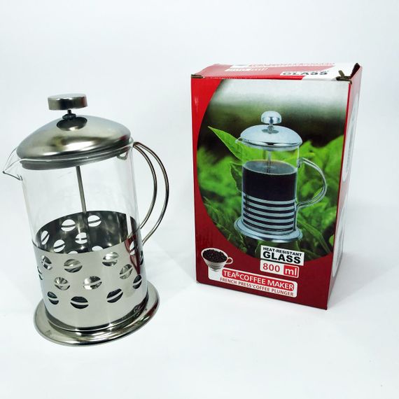 Заварник френч-прес Unique UN-1153 0.8 л, Стильний скляний чайник для заварювання, Заварник для трав | Зображення 5