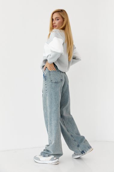 Женские джинсы-варенки wide leg с защипами - голубой цвет, 38р (есть размеры) | Зображення 2