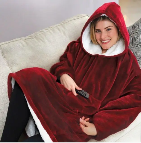 Двостороння толстовка-плед Huggle Hoodie Blanket з капюшоном ∙ Синя | Зображення 5