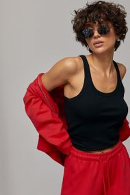 Однотонна трикотажна майка в рубчик - чорний цвет, ONE SIZE (є розміри)