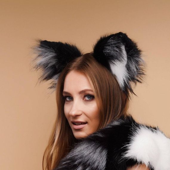 Пушистые лисьи ушки серебристого цвета OKOVA sexstyle | Зображення 2