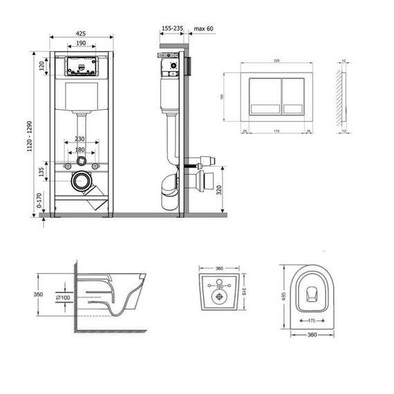 Готове рішення Qtap для ванної кімнати: підвісний унітаз Jay Ultra Quiet 485x360x320 + комплект інсталяції Nest 4 в 1 | Зображення 1