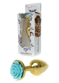 Анальная пробка Plug-Jewellery Gold PLUG ROSE- Light Blue Sex Aura