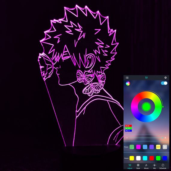 Акриловый светильник-ночник управление с телефона Изуку Мидория 3 tty-n001632