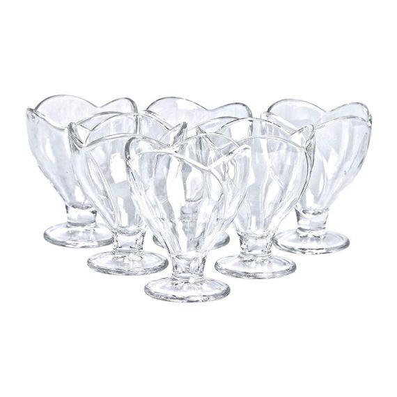 Набор креманок на ножке 6 шт креманки стеклянные для десертов, мороженого, желе набор 180 мл HP-YH-64 | Зображення 1