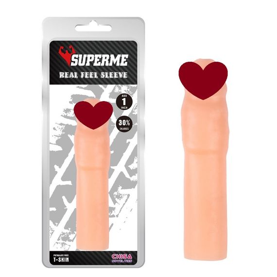 Насадка подовжуюча реалістична Chisa Superme Real Feel Sleeve, тілесна Sex Aura
