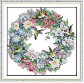 Набір для вишивання за нанесеною на канву схемою "The art hummingbirds". AIDA 14CT printed, 51*50 см