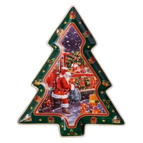 Сервірувальне новорічне блюдо для закусок з порцеляни Santa 29×24×2 (см) HP-SDHK-18