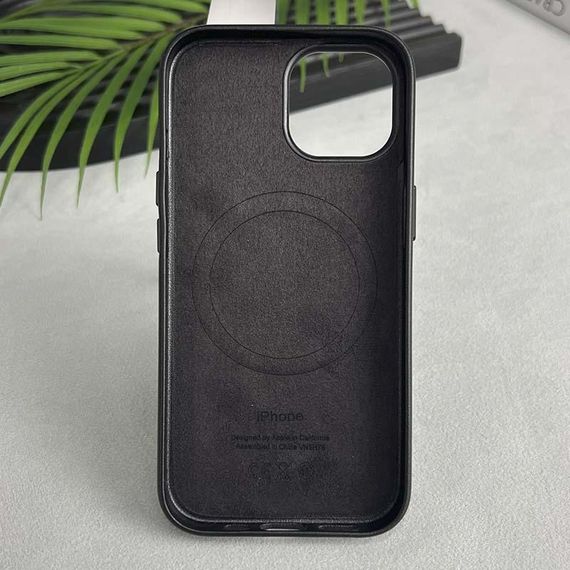 Шкіряний чохол Leather Case (AAA) with MagSafe and Animation для Apple iPhone 15 Pro (6.1") Black | Зображення 1