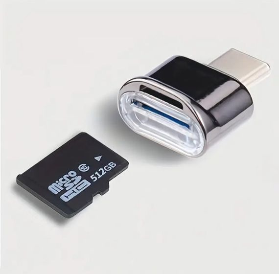 Компактний, високошвидкісний кардрідер Type-C → MicroSD/TF. Чорний