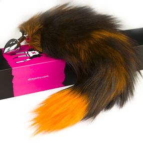 Анальна пробка-хвостик S з натурального хутра ORANGE колір жовтогарячий sexstyle