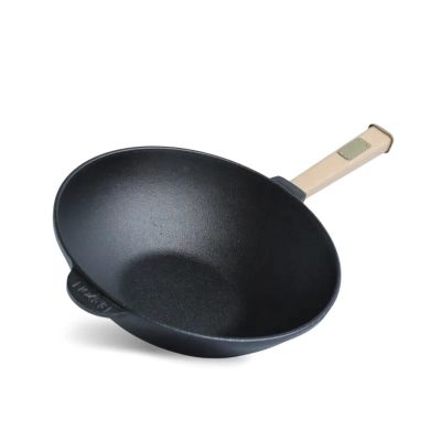 Сковорода Brizoll чавунна WOK з дерев&apos;яною ручкою та скляною кришкою 2,8 л 260х80 мм (W26H-6) | Зображення 4