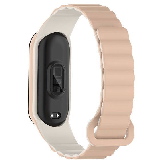 Ремінець Dual-color Magnetic для Xiaomi Mi Band 7/6/5/4/3 Beige / White | Зображення 1