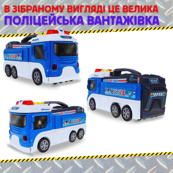 Ігровий Набір Поліція 2в1 Дитячий Гараж Для Машинок Поліцейська Ділянка Паркінг Дві Машинки та Вертоліт зі Світлом та Звуком | Зображення 2