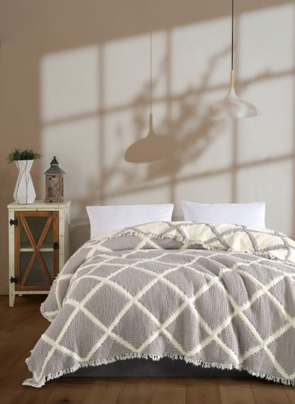 Муслінове покривало Moss Ivory Muslin 230 х 250 см. Kahve