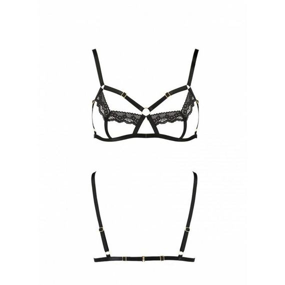 Бюстгальтер-стрепи з мереживом Solon Bra black — Passion Exclusive: трусики в комплекті, 2XL/3XL | Зображення 4