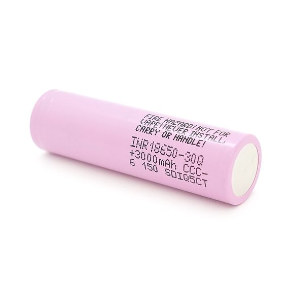 Акумулятор 18650 Li-Ion Samsung INR18650-30Q, 3000mAh, 30A, 4.2 / 3.6 / 2.5V, PINK, 2 шт в упаковці, ціна за 1 шт | Зображення 2