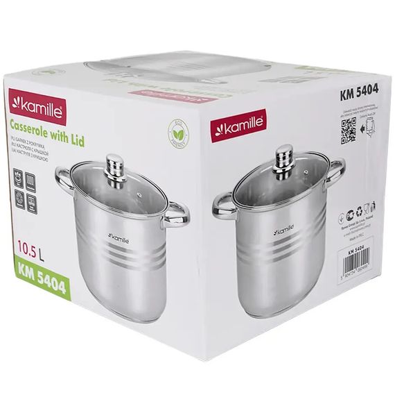 Каструля з кришкою Kamille KM-5404 10.5 л 26 см срібляста | Зображення 6
