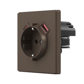 Розетка одинарна із заземленням USB-A+C 20W мокко VIDEX NOTA (VF-NT-SK1GUC-BR)
