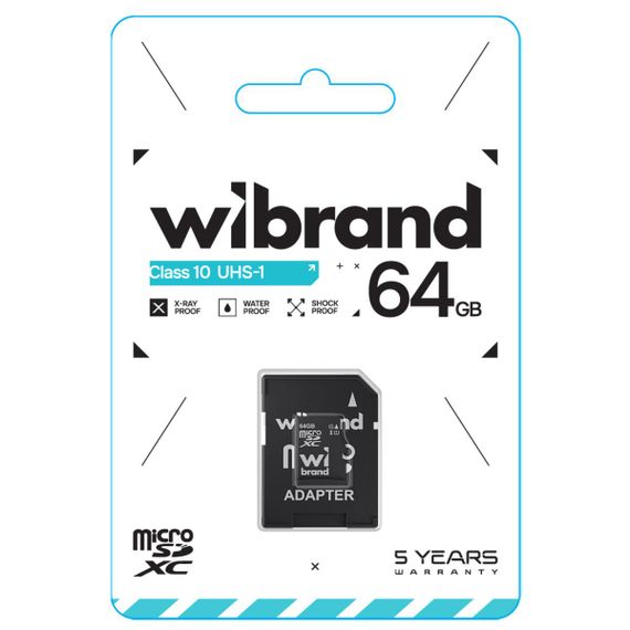 Карта памяти microSDXC (UHS-1) Wibrand 64Gb class 10 (adapter SD) | Зображення 1