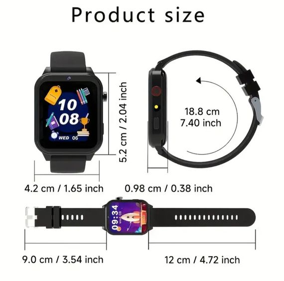 Дитячий розумний годинник із камерою, іграми, моніторингом сну, крокомірром, будильником, калькулятором, ліхтариком та ін. Чорний | Зображення 9