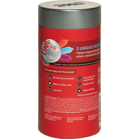 Набір презервативів із рельєфом у вигляді тату ONE Tattoo Touch асорті (ціна за упаковку, 12 шт.) sexstyle | Зображення 1