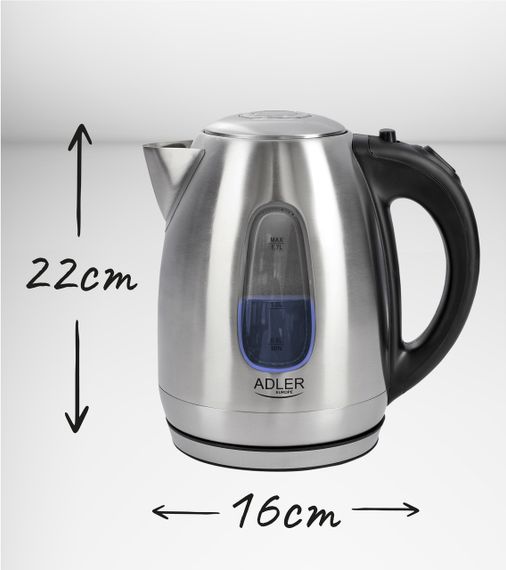 Електрочайник з нержавіючої сталі Adler AD 1223, 1,7 л, 2200 Вт, з підсвіткою | Зображення 3