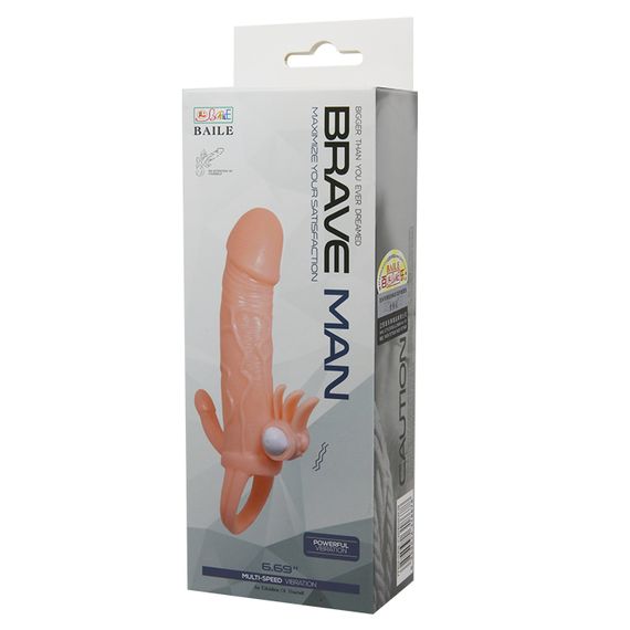 Насадка на член - Brave Man Vibrating Penis Sleeve Flesh | Зображення 9