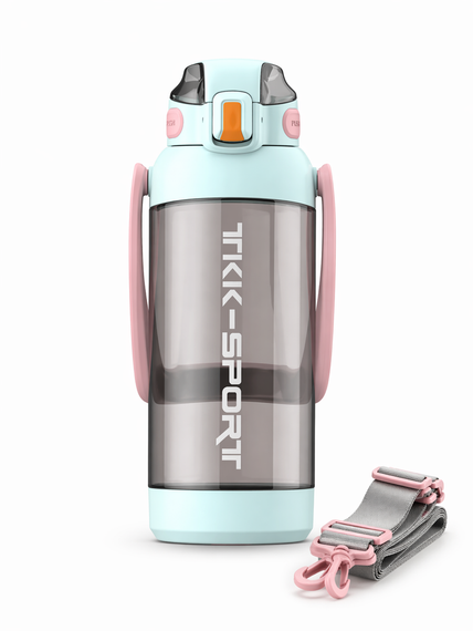 Пляшка TKK 1400 мл — Бірюзова Tritan BPA-free, ударостійка, спортивна з подвійною системою перенесення