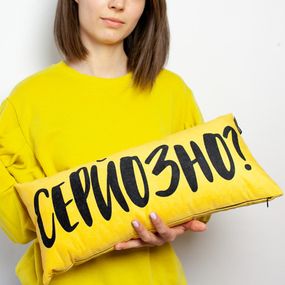 Подушка для дивану оксамитова Серйозно? 50x24 см (52BP_20F001)