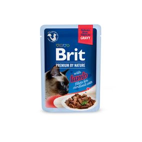 Вологий корм з ягнятком для стерилізованих котів Brit Premium Delicate Fillets in Gravy Lamb for Sterilised, 85 гр