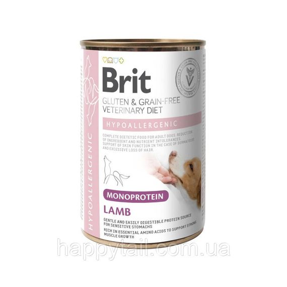 Ветеринарний вологий корм для собак Brit VetDiet Hypoallergenic ягня при харчовій алергії 400 г